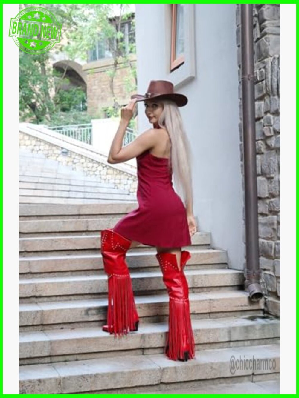 Fringe Tassel Over the Knee Boots Wide Calf Chunky Block Heel Side Zip - Picture 4 of 7